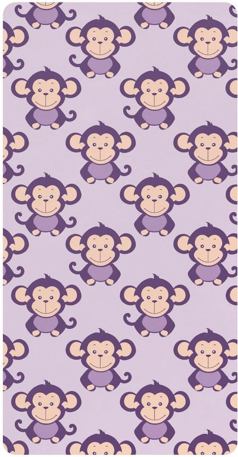 miaozhen Cotton Baby Crib Sheets for Boys Girls Ultra Soft Violet Animal Monkey