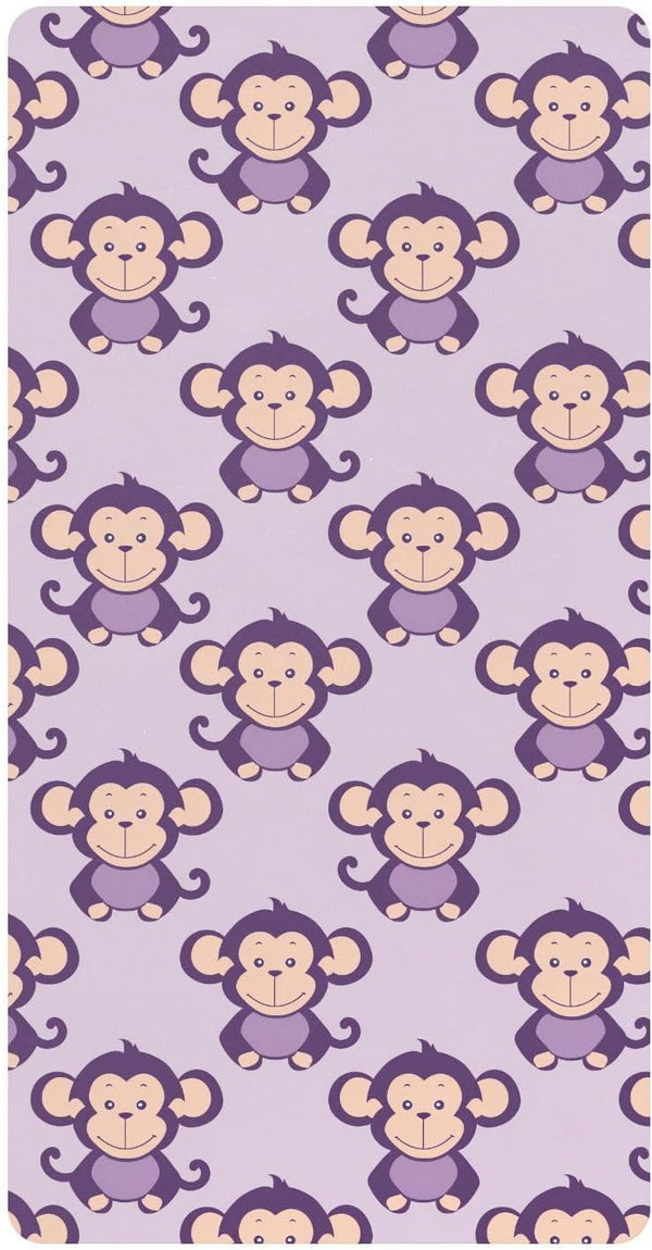 miaozhen Cotton Baby Crib Sheets for Boys Girls Ultra Soft Violet Animal Monkey
