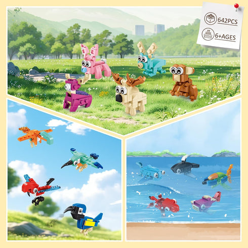 24 Pack Set, 6 8 10 12 Mini Animals Easter Building Block Toy Stocking Stuffers Classroom Prizes Goodie Bags Fillers