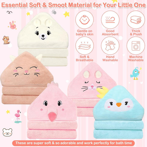 Sublaga 15 Pack 5 Packs 10 Packs Hooded Baby Towels, Soft Baby Bath Towels with Hood for Babies, Baby Washcloths