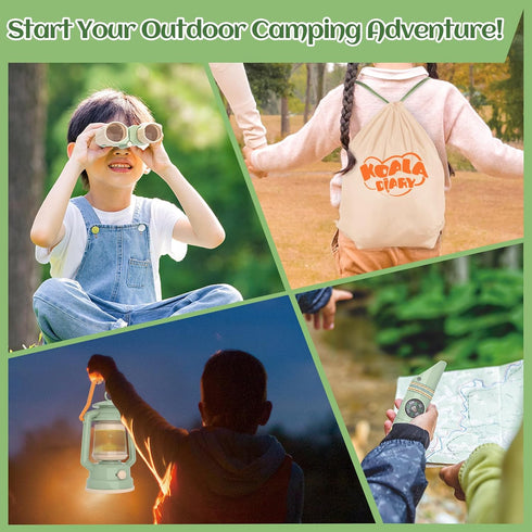 Kids Camping Toys Set, Pretend Play Camping Set with Food Toy, Lantern, Binoculars, Tableware, Gift for 3+