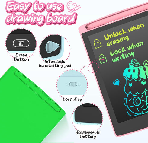 3 Pack LCD Writing Tablet, Colorful Toddler Drawing Tablet Doodle Board, Erasable Reusable Electronic Drawing Pad for