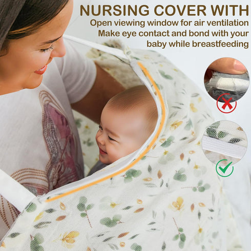 Muslin Nursing Cover for Breastfeeding,Breathable Breastfeeding Cover, Privacy Breastfeeding Cover Nursing Apron