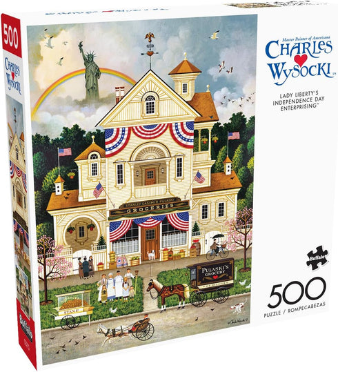 Buffalo Games Charles Wysocki Lady Liberty's Independence Day, 500 Piece Jigsaw Puzzle for Adults, Perfect for Game
