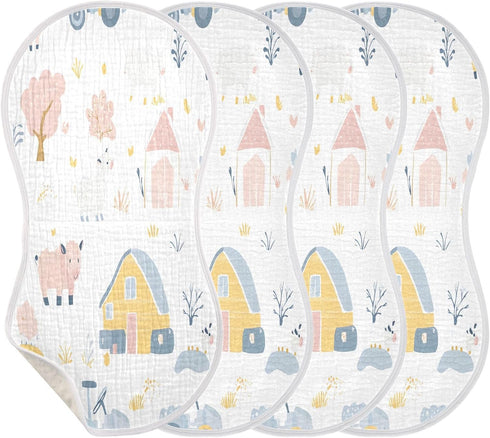 YETTASBIN Farm Animals Muslin Baby Burp Cloth, Super Soft Absorbent Cotton Burp Rag Baby Bibs Feeding Cloth for Newborn