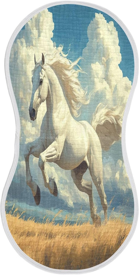 YEGAME Muslin Baby Burp Cloths Set of 1 - Horse Super Absorbent Cotton