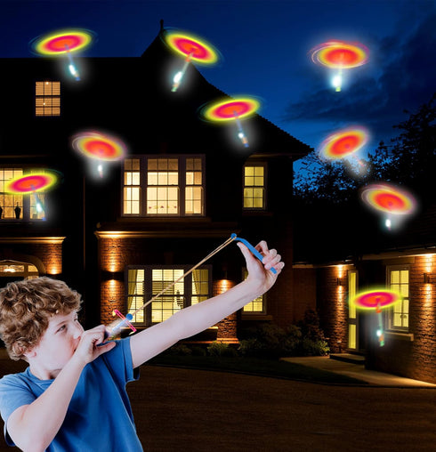 60pcs LED Arrow Helicopter Flying Toy, Elastic Slingshot Flying Copters for Kids Summer Day Party Favors