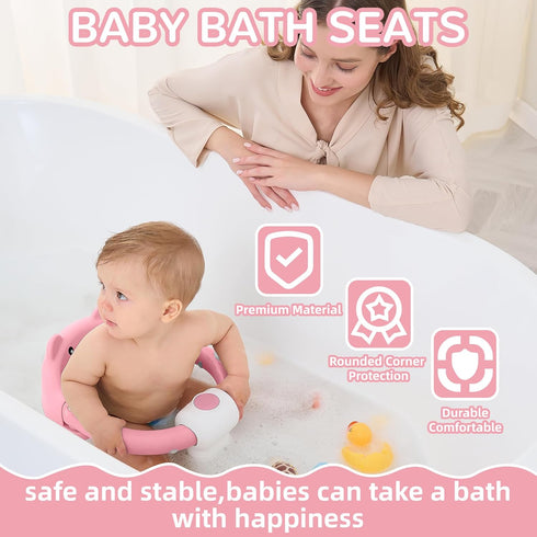 6 4 Baby Bath Seat for Babies Months & up, Non-Slip Toddler Bath Seats for Babies Sitting Up, Safe Infant & Newborn