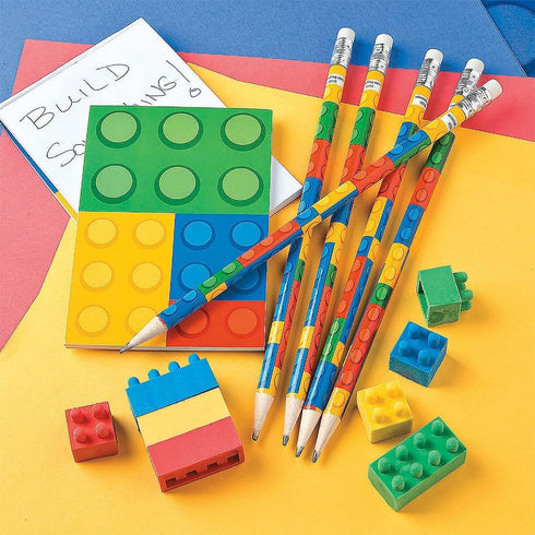 TOY BRICK ERASERS, Stationery, 24 Pieces