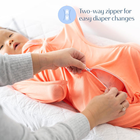 (4-8 SleepingBaby Bamboo Zipadee-Zip Transition Swaddle - EverSoft Starfish Design Breathable Wearable Blanket