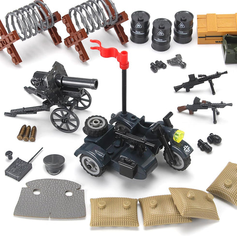 WW2 Pack Set Feleph Military Weapons Toy Building for Soldier Figures Bricks Model Army Equipment Gear Piece Kit