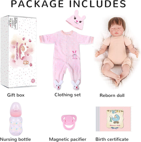 CHAREX 22" Lifelike Reborn Baby Girl Doll - Handmade Weighted Soft Body, Realistic for Kids Age 3+