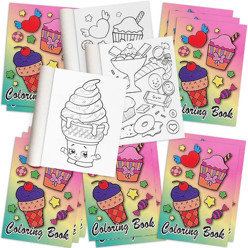 ArtCreativity 12 pcs Mini Ice Cream Coloring Books for Kids, 5" x 7", Summer Dessert-Themed Activity Set