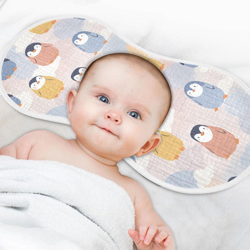 decor gift 4 Pack 22x11in Cotton Burp Cloths Soft Touch Cute Cartoon Penguin wash rag for Babies Girls and Boys