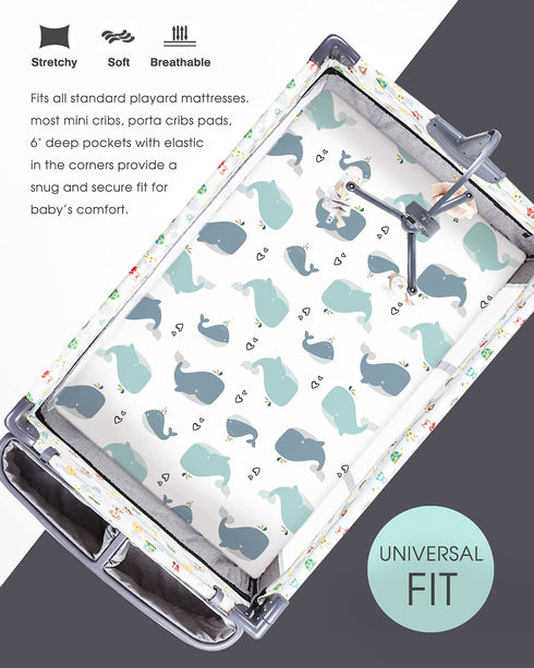 Pack Set 2 Pack, Pack GRSSDER Stretchy Ultra Soft Jersey Knit Fitted n Play Sheets Portable/Mini Cribs Playards Sheets