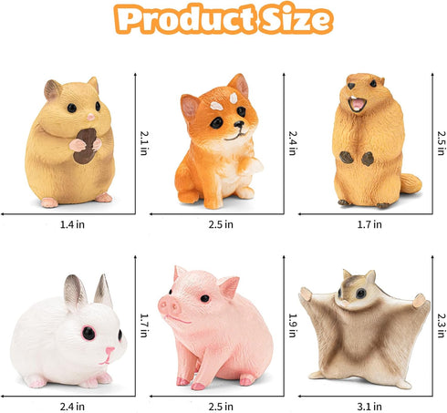 6PCS Animal Toys for Toddlers, Sensory Toys Cute Farm Animal Figures Pocket Pets Toys for Kids Includes Dog, Rabbit