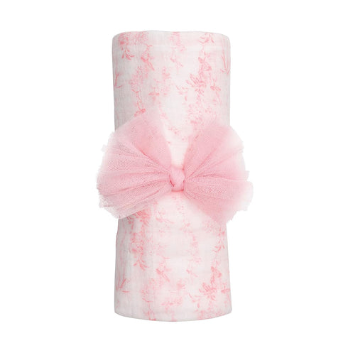 Mud Pie Baby Girl Pink Toile Swaddle & Headband Set