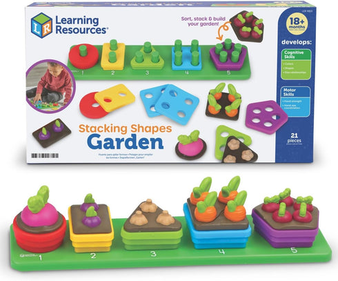 Learning Resources Stacking Shapes Garden, Fine Motor Skills, Stacking and Sorting Puzzle