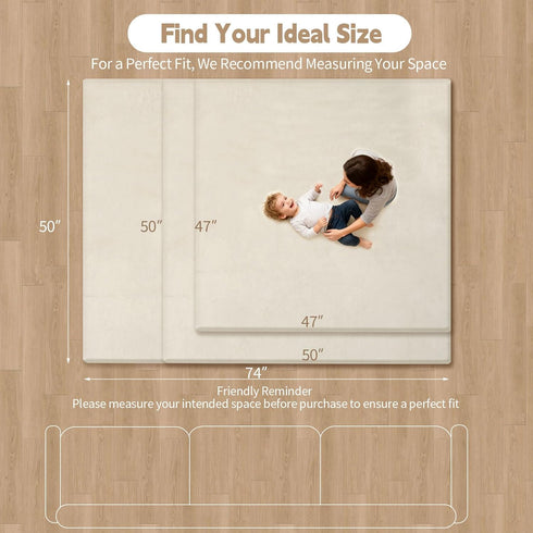 LevNubis 1.3" 47"47" Tummy Velvet Baby Play Mat for Floor, Thick Elasti-Foam Playpen Mat with Removable & Washable