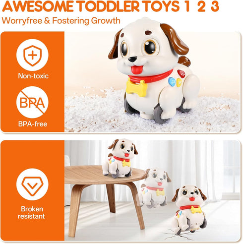 1 6 7 8 9 10 12 18 1st 6-12-18 LUDILO Learning Toys for Year Old Boy Girl Gifts: Pull Along Crawling Toy Musical Puppy