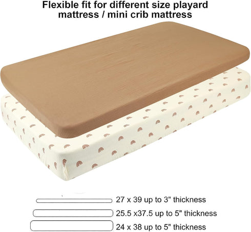 39" 27" Pack Pack 2 Pack, Onacosht Muslin Mini Crib Sheets, x and Play Mattress Sheets Fitted for N Play, Soft Cotton