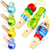 7Pcs Wooden Whistle for Kids - Cute Cartoon Animal Bird Whistle Set, Musical Instrument Early Learning Props