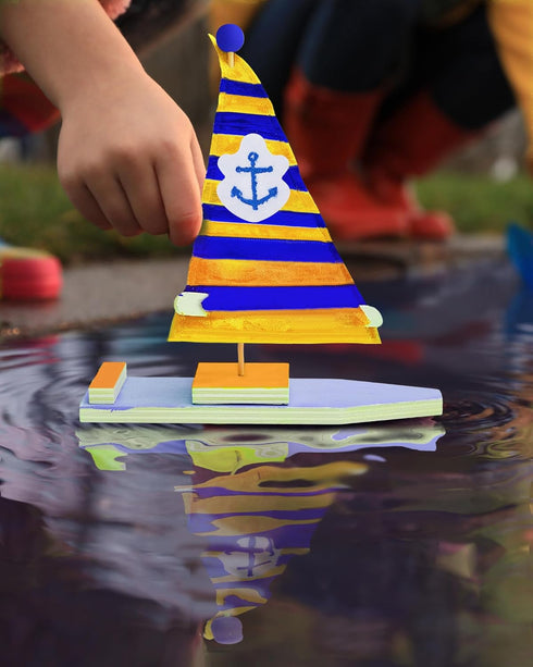 Jenaai 10 Pcs DIY Wooden Boat Kits, Unfinished Wood Blank Craft Model Boat Toy for Kids DIY Projects, Handmade Gift