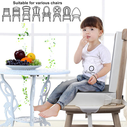 2Pcs Kalawen Booster Seat for Kitchen Chair, Upgraded PU Washable Straps Safety Buckle Kids Toddler Booster Seat