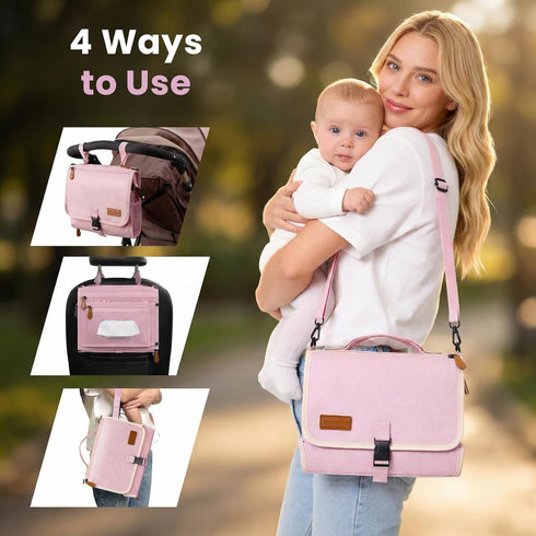 UBRAVOO Portable Diaper Changing Pad - Baby Diaper Changer Travel Bag with Wipes Pocket, Smart Design Portable Changing