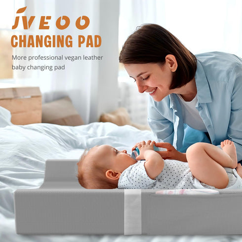 32" 16.6" Vegan Leather Baby Changing Pad, Waterproof & Wipeable Soft Diaper Changing Mat x Comfortable Infant Changing