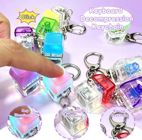 #LOVESPACE 12 Pack Keyboard Fidget Keychain with LED Lights,Keyboard Fidget Toy,Keyboard Button Finger Clicker
