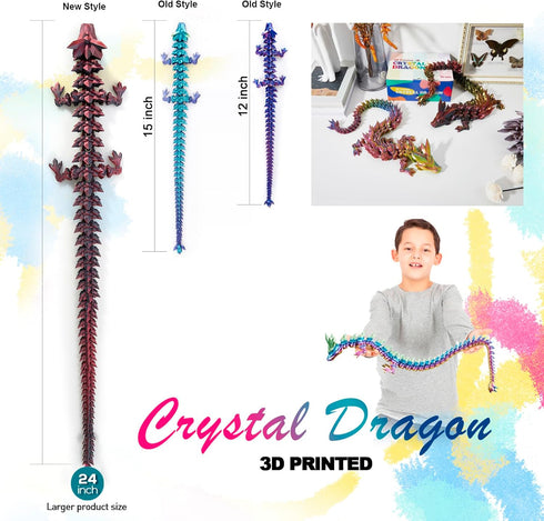24" 3D 3D 3-d 3D 3-5 4-7 8-1224 inch, Large Printed Dragon, Big Dragon ,Giant Printed Dragons Toy, Huge Dragons