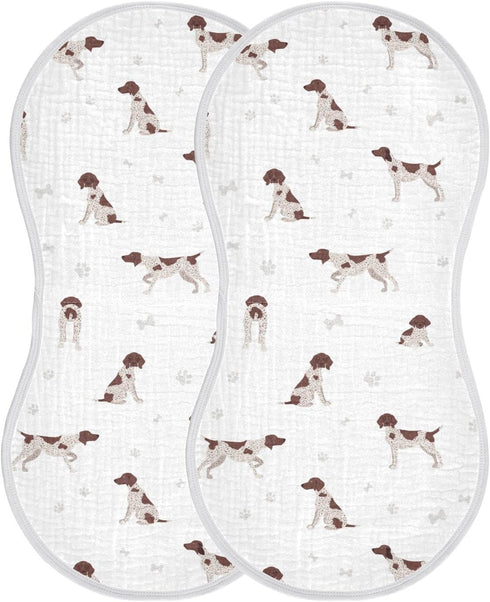 German Shorthaired Pointer Muslin Burp Cloths, 2 Pack, 100% Cotton Baby Washcloths Bibs for Boy & Girl