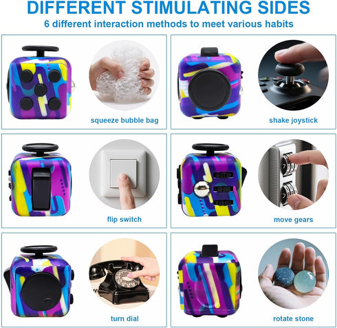 6 Pack Fidget Cube & Infinity Cube Toys for Adults & Kids, Multi-Sided Sensory Anxiety Relief Toys for ADD, ADHD, OCD