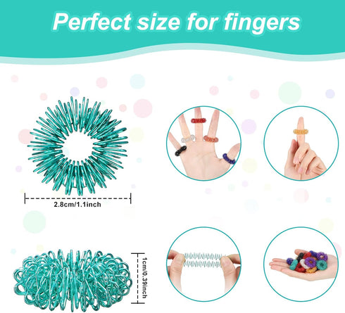 200 Pcs Acupressure Rings Fidget Spiky Sensory Finger Massager Ring Stress Relief Fidget Sensory Toys Anxiety Relief