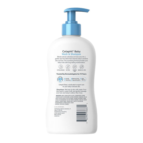 13.5 Oz (Packaging Cetaphil Baby Wash & Shampoo ,Tear Free, Paraben, Colorant and Mineral Oil Free, Fl. May Vary)