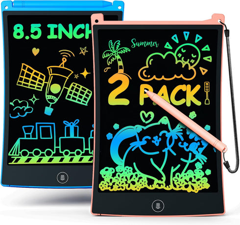 bravokids 2 Pack LCD Writing Tablet with Stylus, 8.5 inch Colorful Doodle Board Drawing Pad for Kids