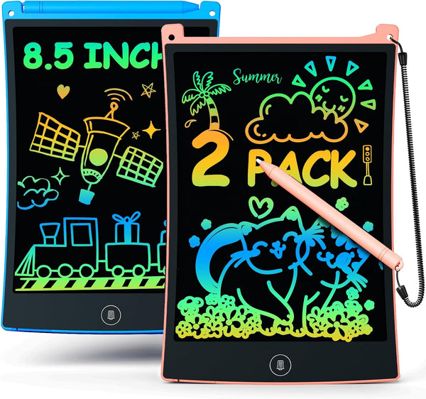 bravokids 2 Pack LCD Writing Tablet with Stylus, 8.5 inch Colorful Doodle Board Drawing Pad for Kids