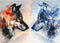 Bgraamiens Puzzle - Ice VS Fire - 1000 Pieces Fantasy Double Exposure Wolf Puzzle for Adults