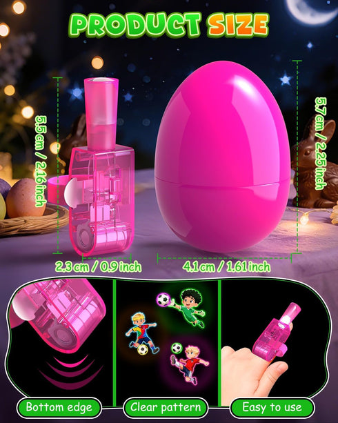 24 Pack CPSYUB Easter Egg Fillers for Kids, Glow in the Dark LED Finger Lights Easter Toys with Football Pattern