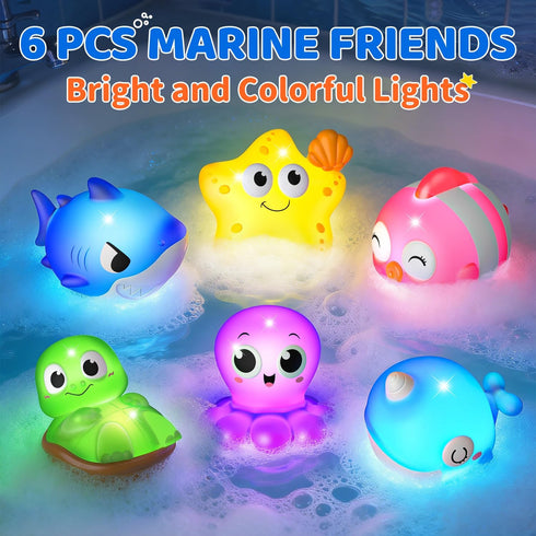 6 Packs 1-3, 12-18 2-4, 1 2 Light Up Bath Toys for Kids Ages Sea Animals Bathtub Toys for Baby Months Toddlers Water