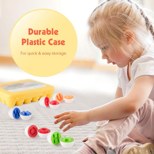 26PCS Coogam Letters Matching Eggs ABC Alphabet Color Sorter Puzzle Easter Travel Bingo Game Uppercase Learning Fine