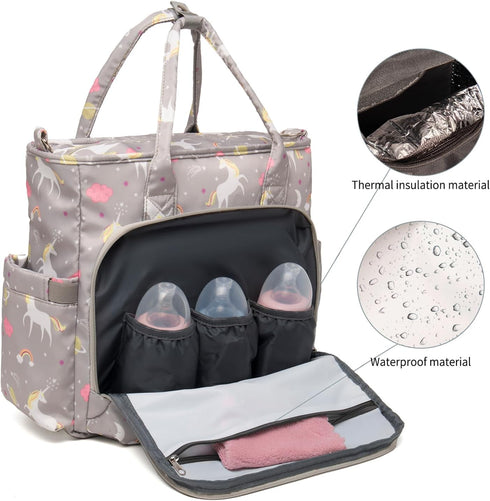 MEYTEILAY Diaper Bag Tote Baby Changing Bag Portable Waterproof and Large Capacity with Shoulder Strap Stroller Hooks