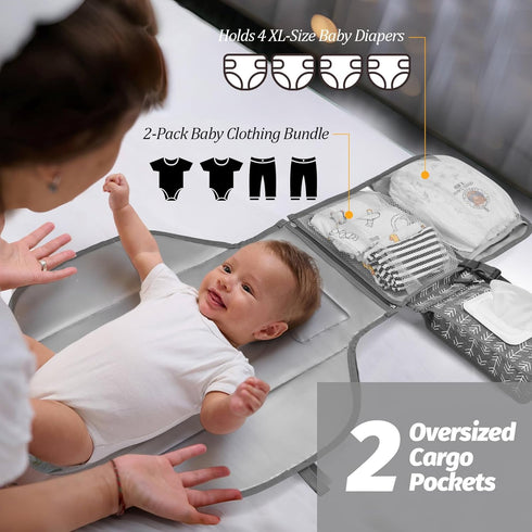 Portable Diaper Changing Pad - Changing Pad Portable with Wipes Pocket, Waterproof Diaper Changing Mat, Portable