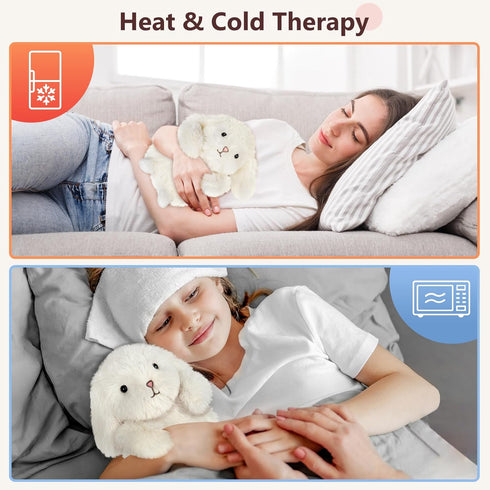 Bunny Stuffed Animal Microwavable Plush for Cramps Pain Relief, Unscented