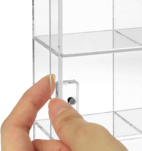 Ikee Design Acrylic Collection Display Case with 25 Compartments and Magnets Door, Wall-mounted Organizer for Small