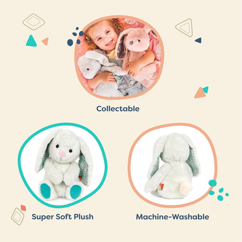 12-Inch 0 B. toys Plush Bunny Soft & Cuddly Plush Rabbit Toy Washable Happy Hues Peppy Mint Bunny Months+