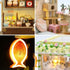 WonDerfulC Cat Cafe Wooden Miniature Dollhouse Kit DIY Pet Coffee Shop Model with Furniture, LED Light, Music Box (No