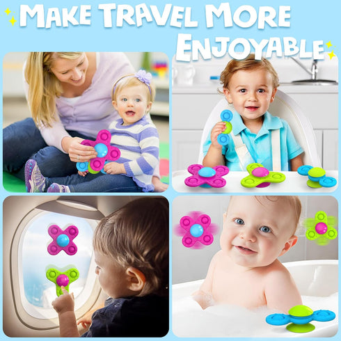 Suction Cup Spinner Toys for 1 Year Old, 3 Pcs Spinning Toys for Toddlers 1-3, Sensory Bath Toys