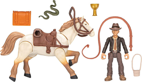 Indiana Jones Worlds of Adventure Action Figure Set with Horse, 2.5-inch for Kids Ages 4 and Up